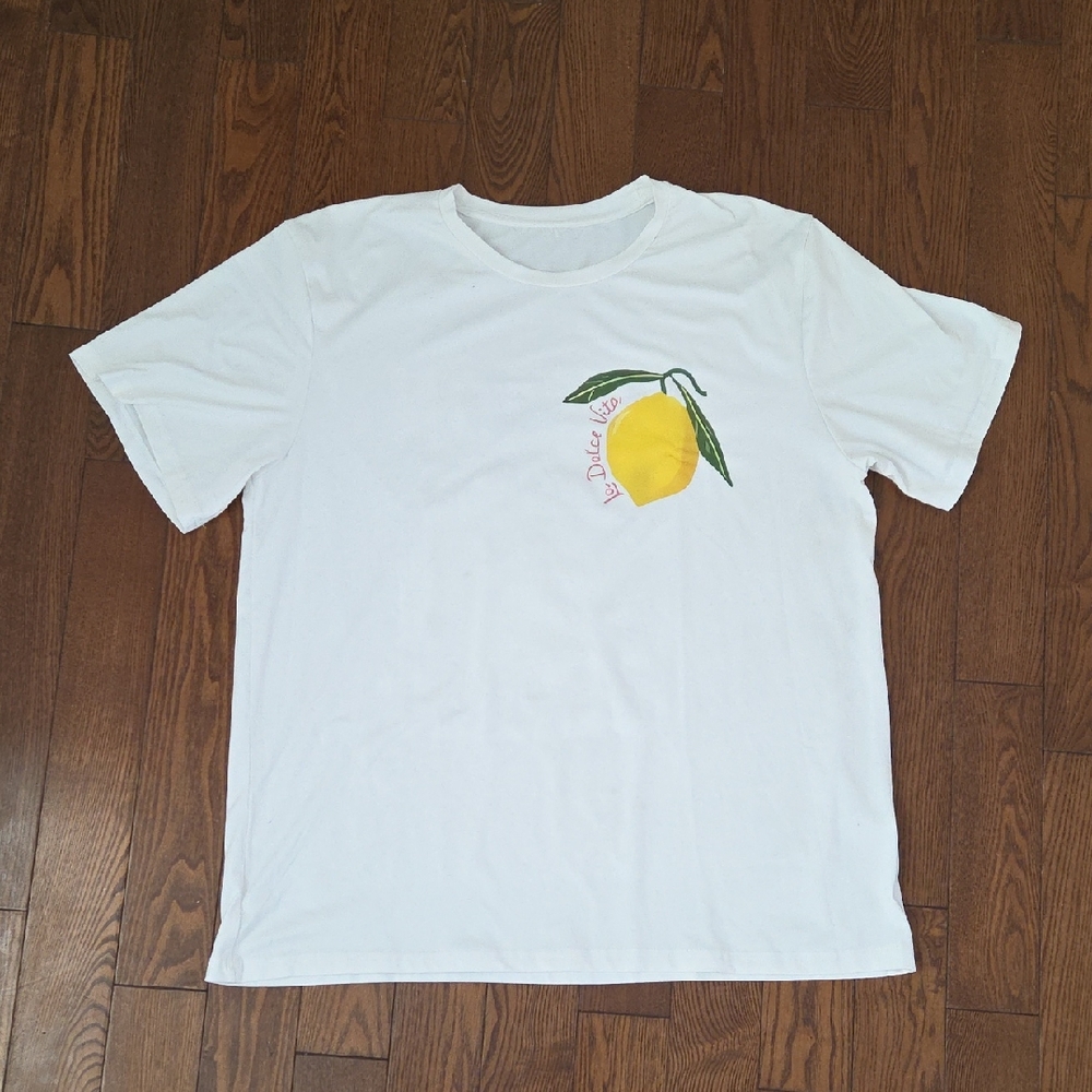 White Tee with Lemon Motif